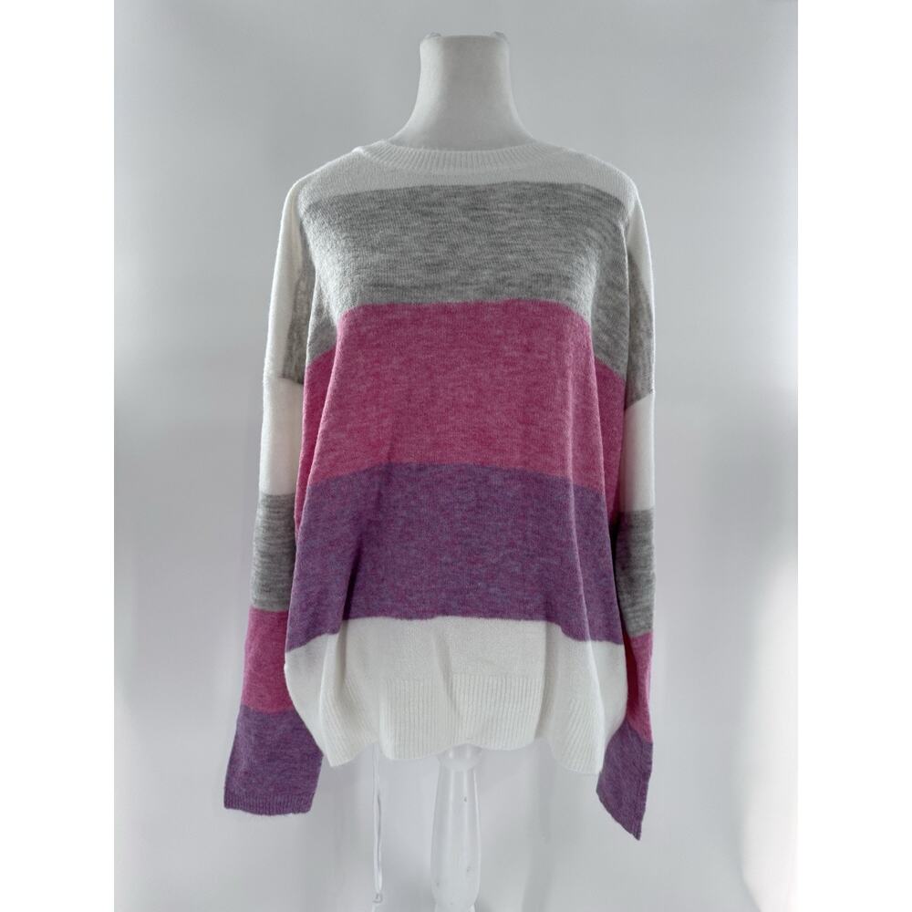 Andree By Unit Sweater Size M/L Colorblock Oversized Cozy Pink Crewneck $50 - Picture 3 of 15